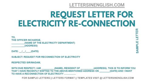 sample request letter for new electricity connection